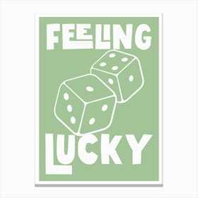 Feeling Lucky - Green And White Canvas Print