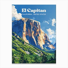 El Capitan Yosemite Valley Travel Art Illustration Leinwandbild