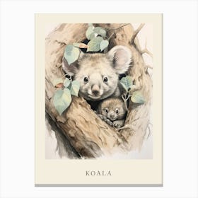 Beatrix Potter Inspired  Animal Watercolour Koala 2 Canvas Print