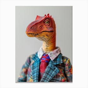Toy Dinosaur In A Suit & Tie 3 Canvas Print