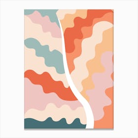 Retro Wavy Lines Plant Canvas Print