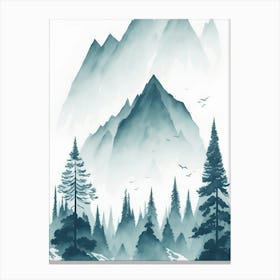 Mountain And Forest In Minimalist Watercolor Vertical Composition 335 Canvas Print