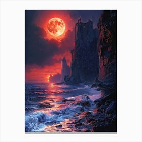 Full Moon Over The Ocean Canvas Print