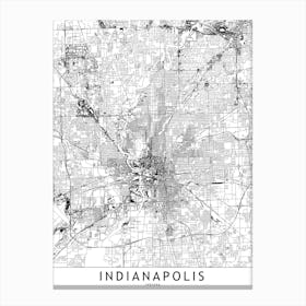 Indianapolis White Map Canvas Print