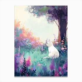 White Cat In The Forest 1 Canvas Print