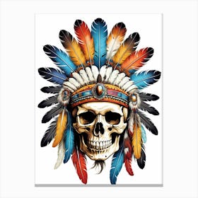 Skull Indian Headdress (30) Canvas Print