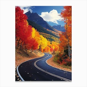 Beautiful Road In Autumn 7 Canvas Print