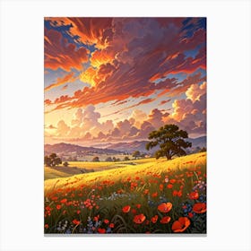 Poppies At Sunset 4 Canvas Print