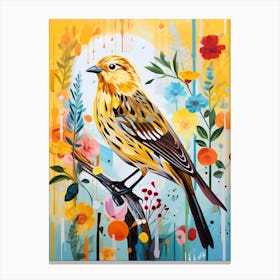 Bird Painting Collage Yellowhammer 3 Canvas Print