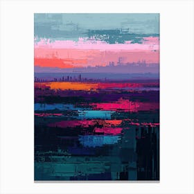 Abstract Cityscape | Pixel Minimalism Art Series Canvas Print