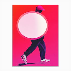 Man Walking With A White Circle Canvas Print