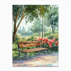 Watercolor Of Park Bench Toile