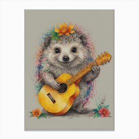 Hedgehog Playing Guitar Canvas Print