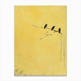 Three Birds On A Branch 1 Canvas Print