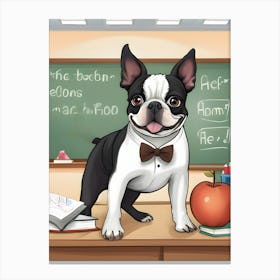 French Bulldog In School-Reimagined Canvas Print