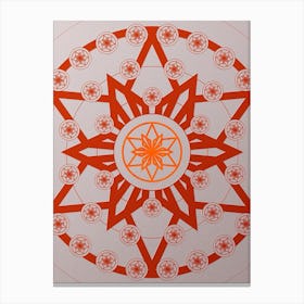 Geometric Abstract Glyph Circle Array in Tomato Red n.0148 Canvas Print