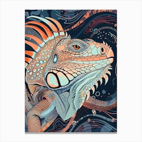 Blue Iguana Modern Illustration 5 Canvas Print
