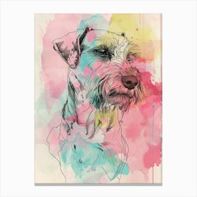 Schnauzer Dog Pastel Line Watercolour Illustration  3 Canvas Print
