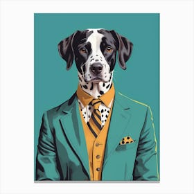 Dalmatian Dog Portrait In A Suit (16) Canvas Print