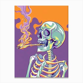 Skeleton Smoking A Cigarette 1 Canvas Print