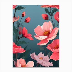 Pink Flowers Wallpaper 2 Canvas Print