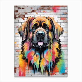Aesthetic Leonberger Dog Puppy Brick Wall Graffiti Artwork Canvas Print
