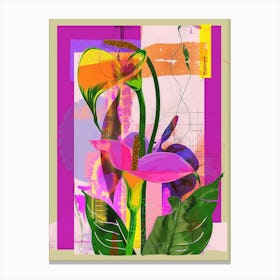 Calla Lily 4 Neon Flower Collage Canvas Print