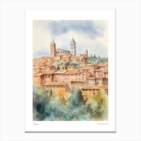 Siena, Tuscany, Italy 6 Watercolour Travel Poster Canvas Print