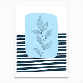 Blue Abstract Floral Line Art Canvas Print Canvas Print
