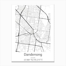 Dandenong,Australia Minimalist Map Canvas Print