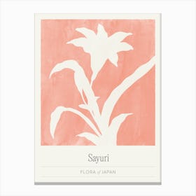 Japandi Floral Silhouette in Coral Pink, Japan Flower Market Canvas Print