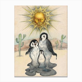 Penguins In The Desert Canvas Print