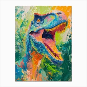 Colourful Dinosaur Rawr Burshstroke Canvas Print