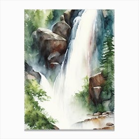 Sutherland Falls, United States Water Colour  (2) Canvas Print