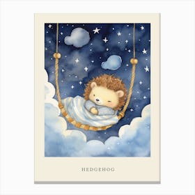 Baby Hedgehog 1 Sleeping In The Clouds Nursery Poster Canvas Print