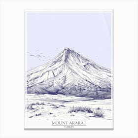 Mount Ararat Turkey Color Line Drawing 4 Poster Canvas Print