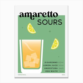 Amaretto Sours in Green Cocktail Recipe Canvas Print