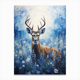 Deer In Bluebonnets Canvas Print