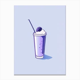 Blueberry Milkshake Dairy Food Minimal Line Drawing 1 Canvas Print