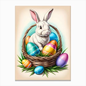 Easter Bunny With Easter Eggs Canvas Print