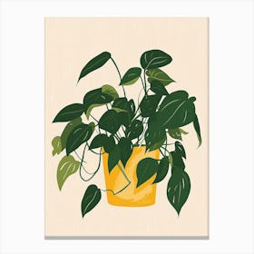 Pothos Plant Minimalist Illustration 7 Canvas Print