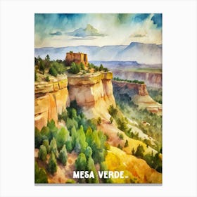 Mesa Verde National Park Colorado watercolor painting. Canvas Print