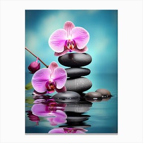 Pink Orchids In Water 1 Canvas Print