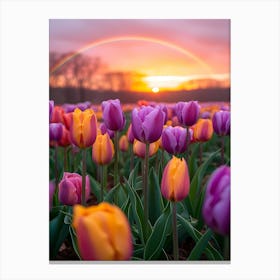 Rainbow Over Tulips Canvas Print