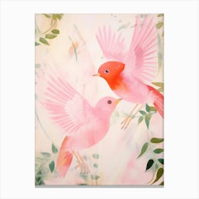 Pink Ethereal Bird Painting Robin 2 Canvas Print