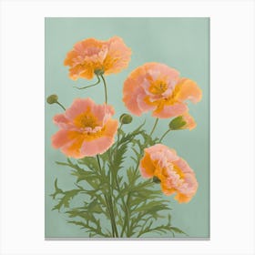 Marigold Flowers Acrylic Painting In Pastel Colours 9 Canvas Print