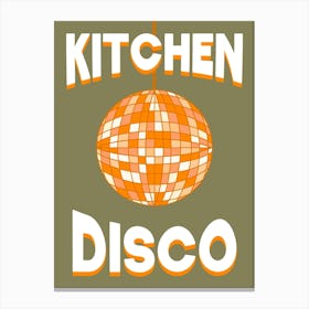 Kitchen Disco Mirrorball Green and Orange Canvas Print