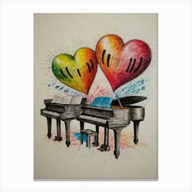 Piano Hearts Canvas Print