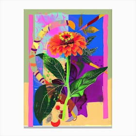 Zinnia 1 Neon Flower Collage Canvas Print