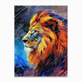 Asiatic Lion Facing A Storm Fauvist Painting 4 Canvas Print